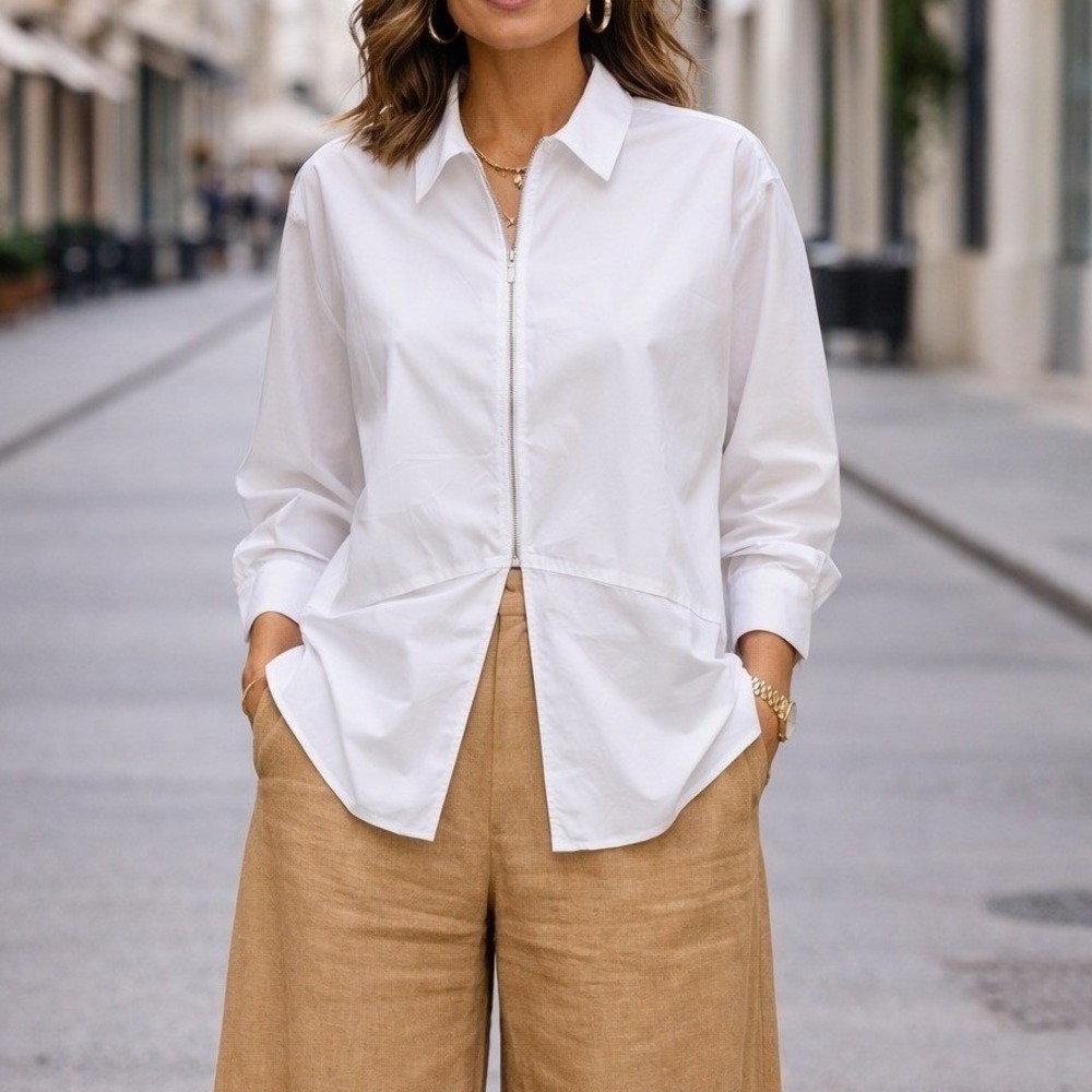 Favorite Daughter White Zip It Shirt | Revolve Cotton Shirt XL